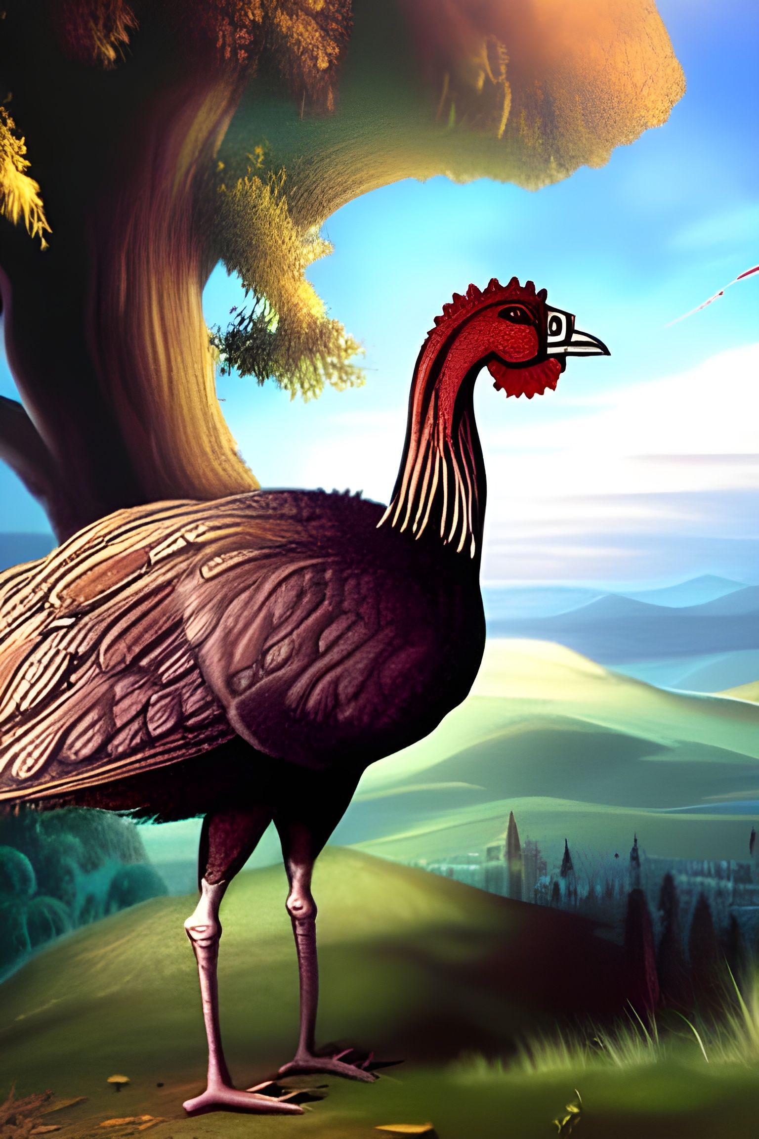 Detailed Matte Painting of Turkeys