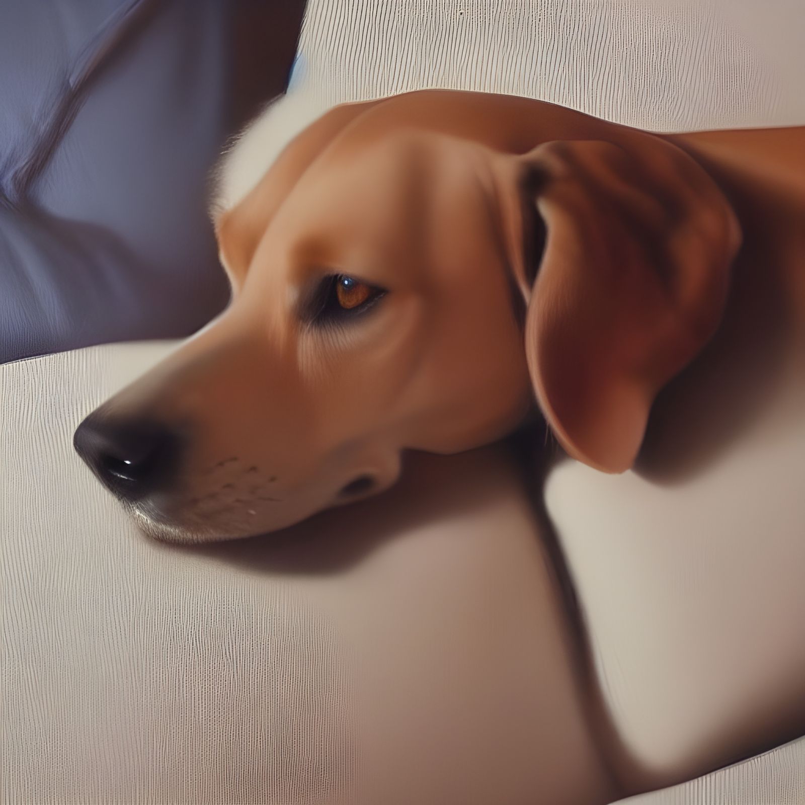 Dog on Couch: Oil Painting in Classical Style