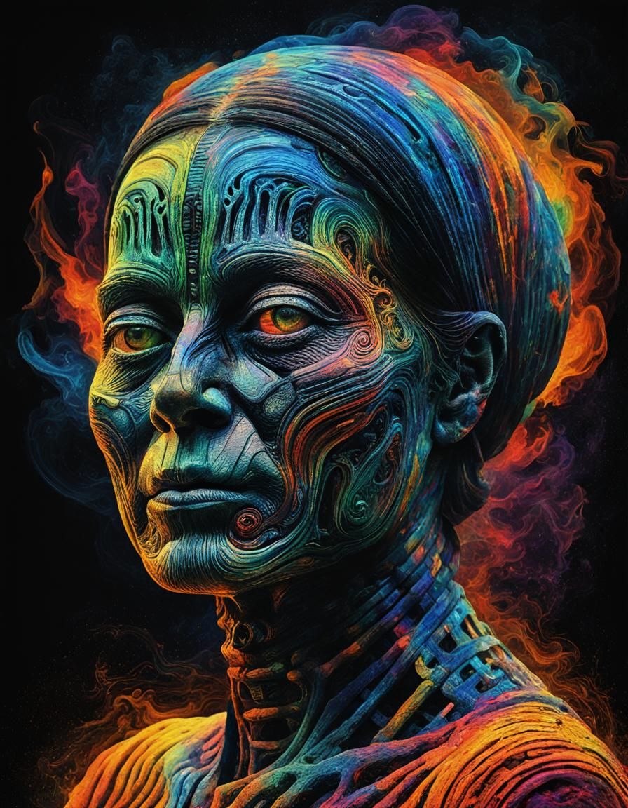 Burning Figure Minimalist Art in Fauvism Style