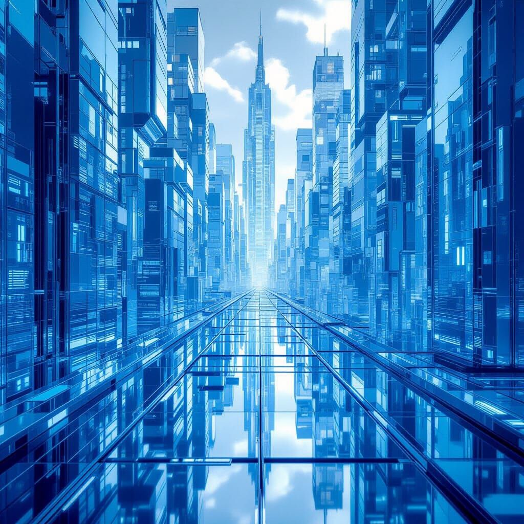Futuristic Glass Metropolis with Cinematic Lighting