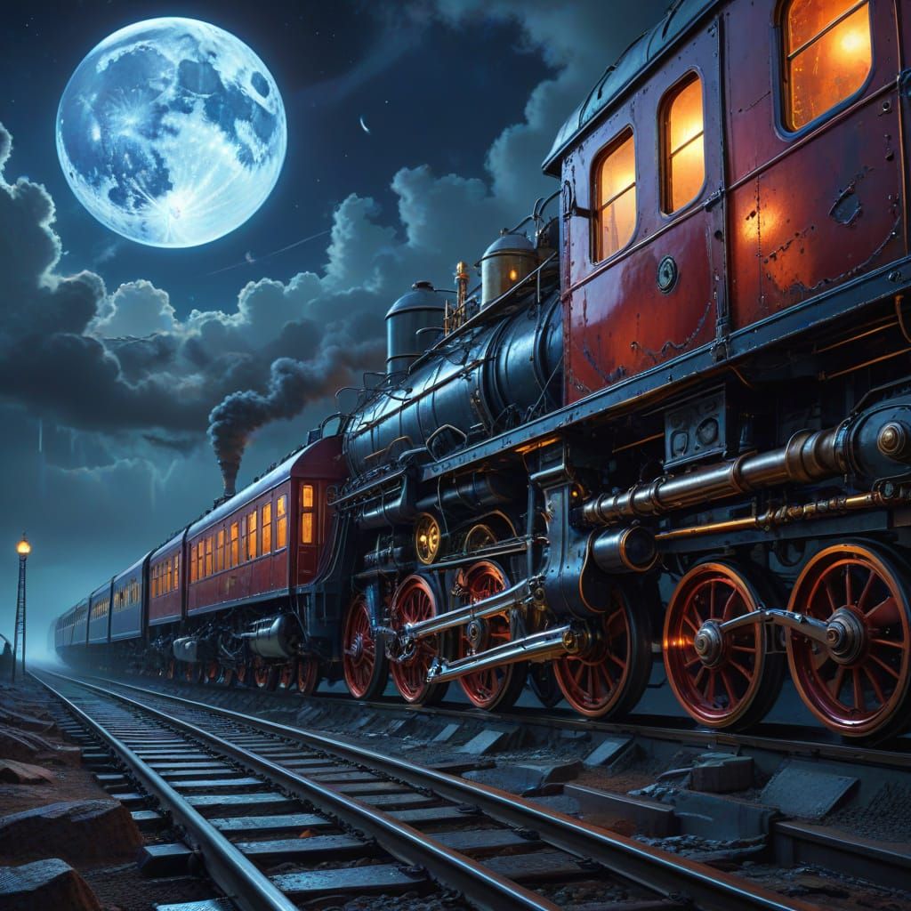 Surreal Train Transcends Earth and Moon in a Dali-esque Mast...