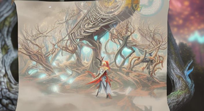 Elf Warrior in Mystical Forest: Oil Painting