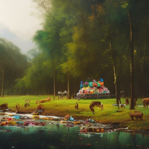 Surreal Candy Land with Chocolate Skull Forest