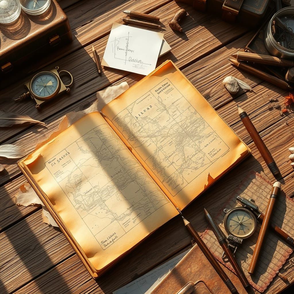 Creative Explorer's Study in Sunlit Relaxation