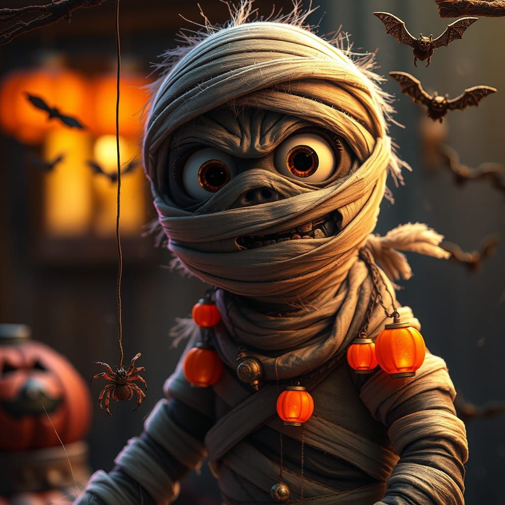 Halloween Mummy in Anime-Inspired 3D Render