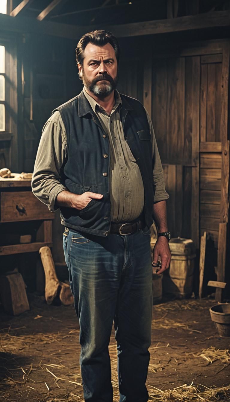 Film Noir: Pregnant Woman and Farmer in Barn