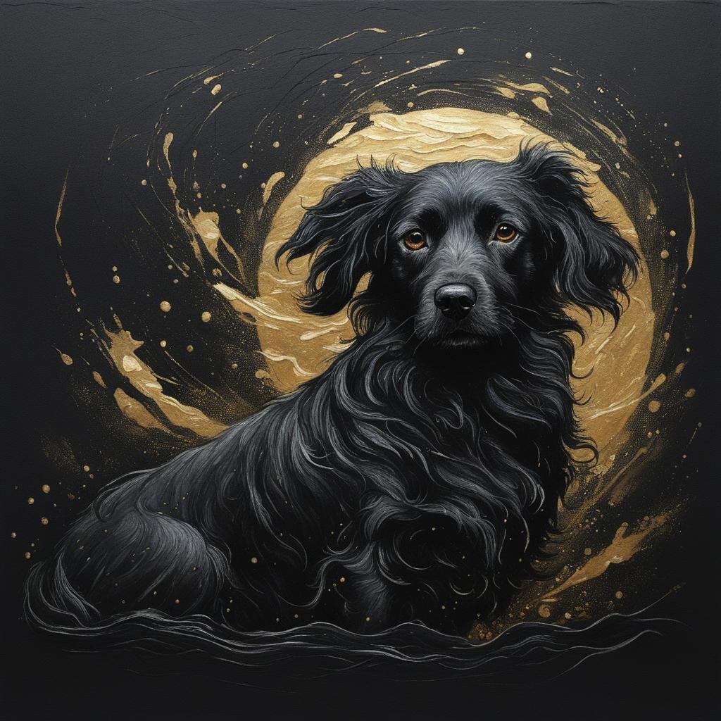 Luminous Dog in Dark Room: Trapunto Drawing