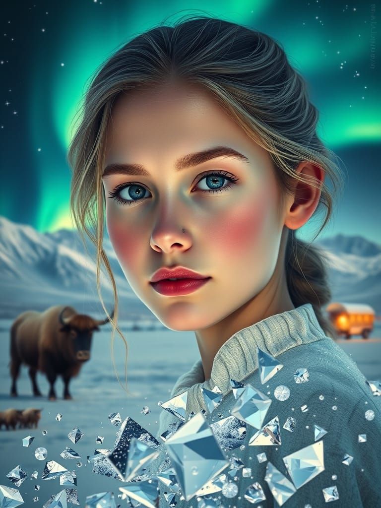 Hyperrealistic Portrait of a Transparent Girl in Ethereal Sn...