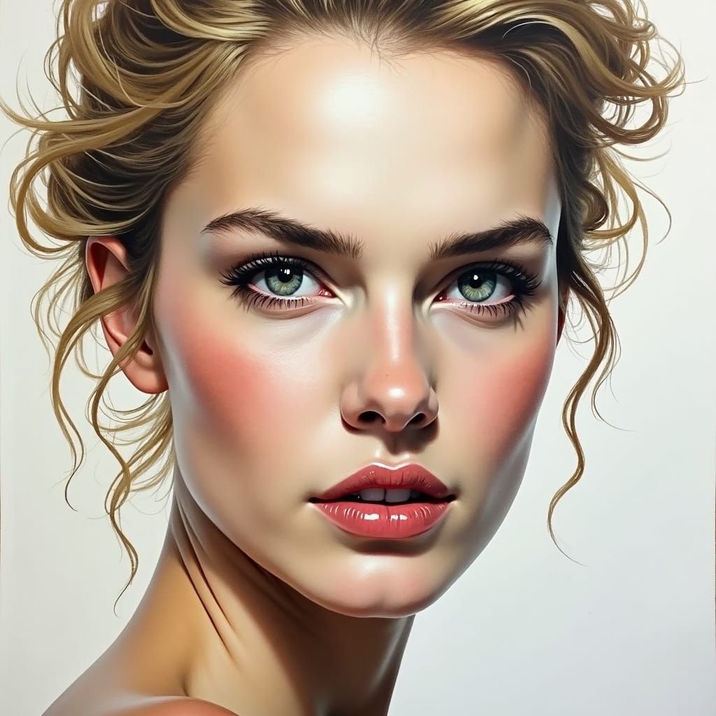 Expressive Watercolor Portrait of a Woman's Face