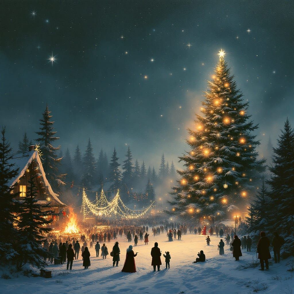 Surreal Winter Solstice Celebration in Christmas Dreamscape