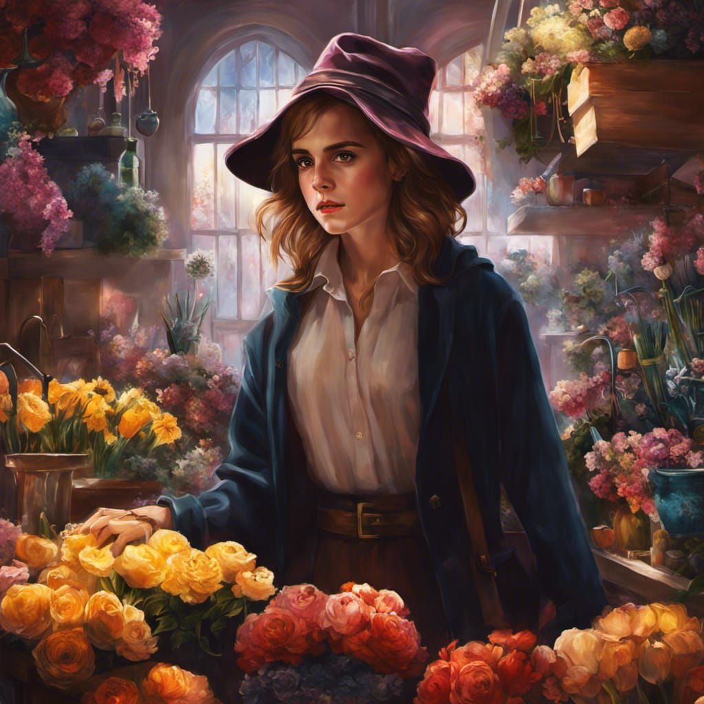 Hermione Granger's Enchanting Florist Shop Portrait