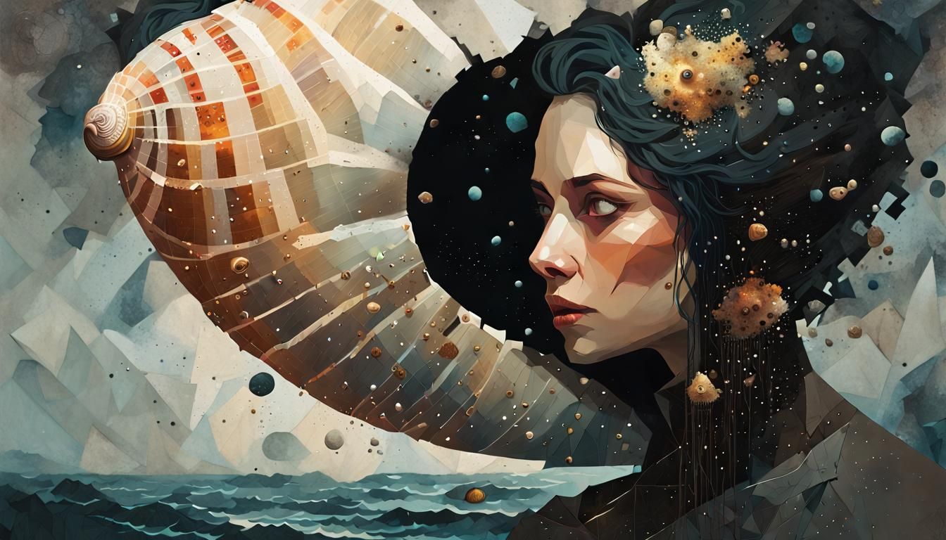 Cosmic Being Portrait in Angular Oil Painting Style