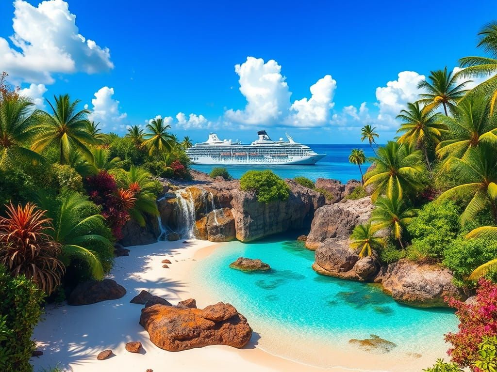 Jungle Paradise Transitions to Serene Beach Scene