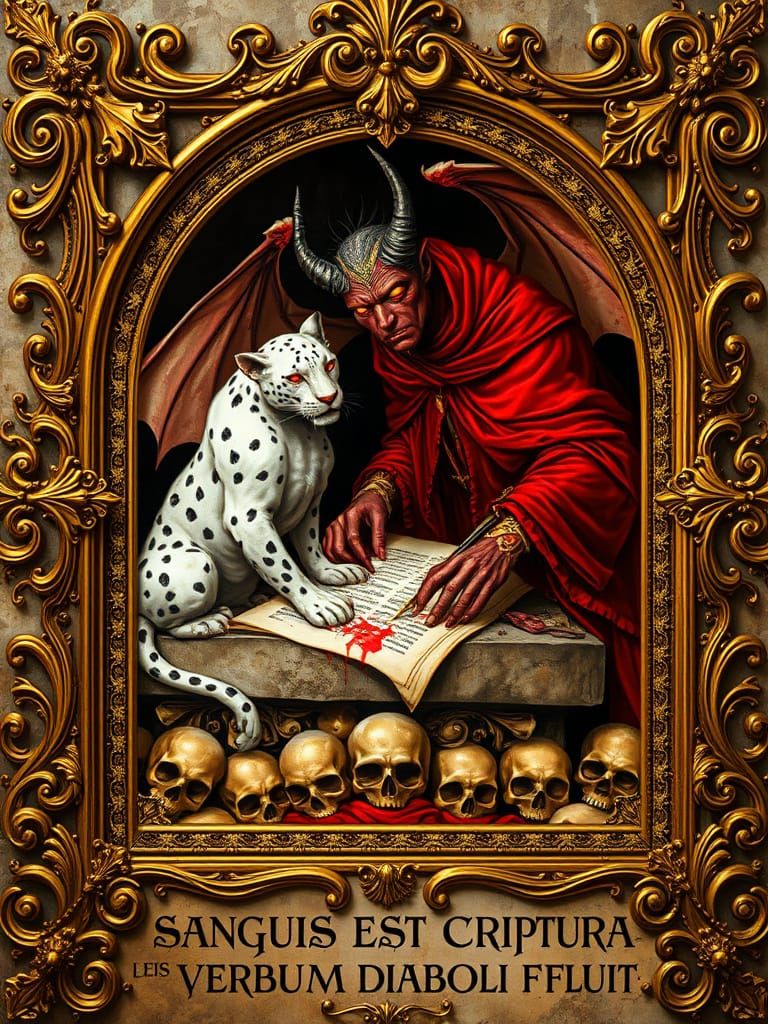 Majestic Baroque Frame Encases Gothic Illuminated Painting o...