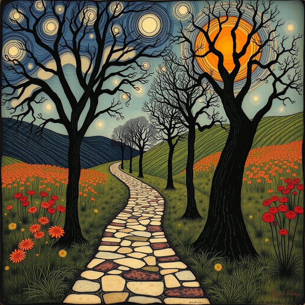 Pathway to Forever in Art Nouveau Style