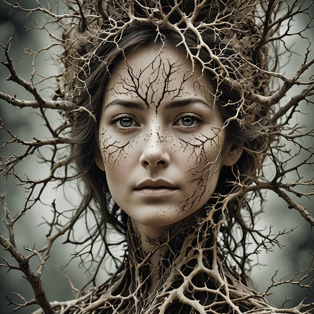 Abstract Dendritic Face of a Woman