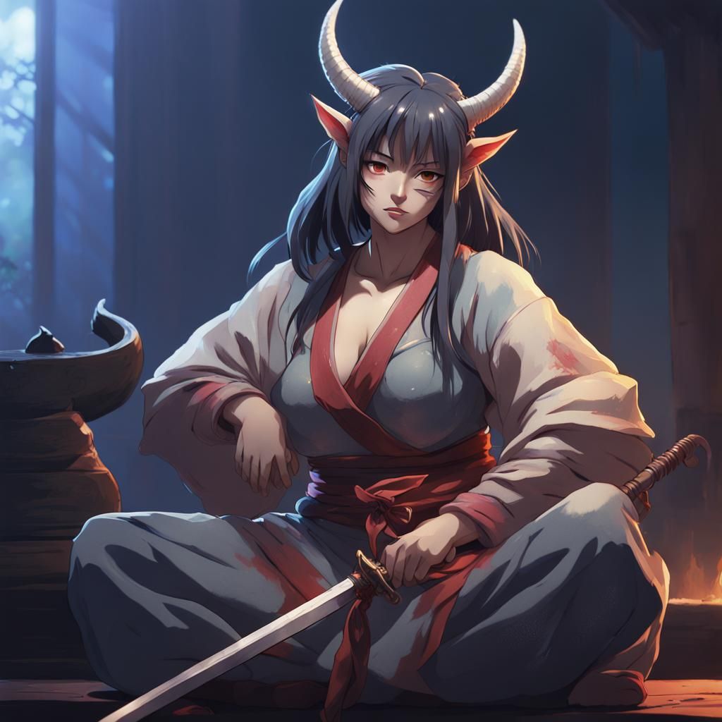 Female Oni with Demon Sword, Anime Key Visual
