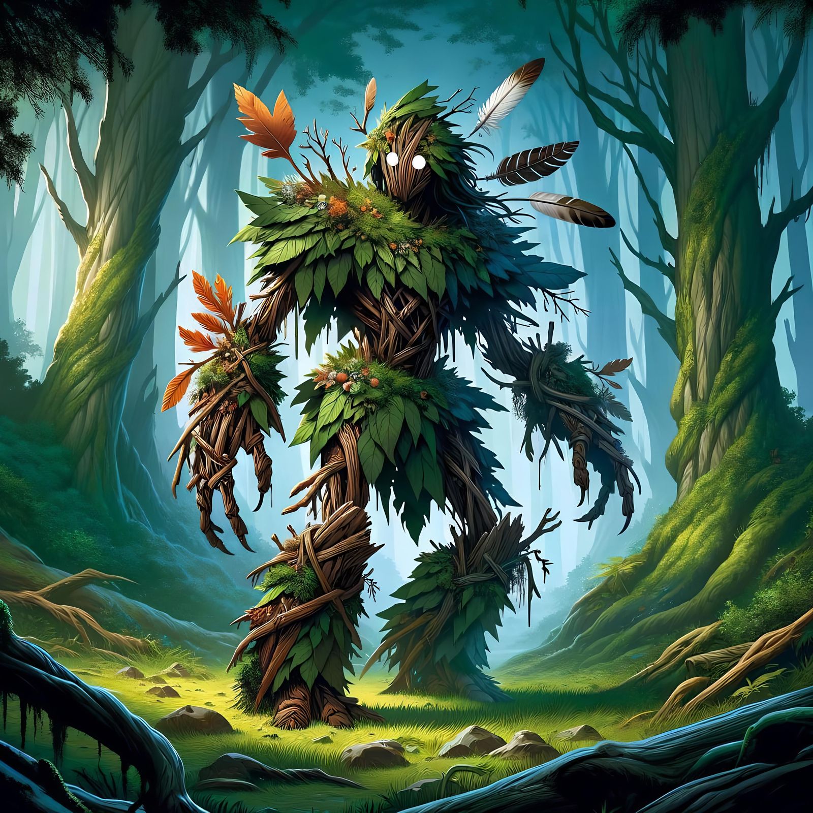 Fantasy Illustration: A Druidic Bogun in Forest