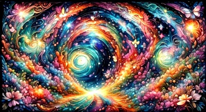 Ethereal Nature Scenery in Vibrant Stained Glass