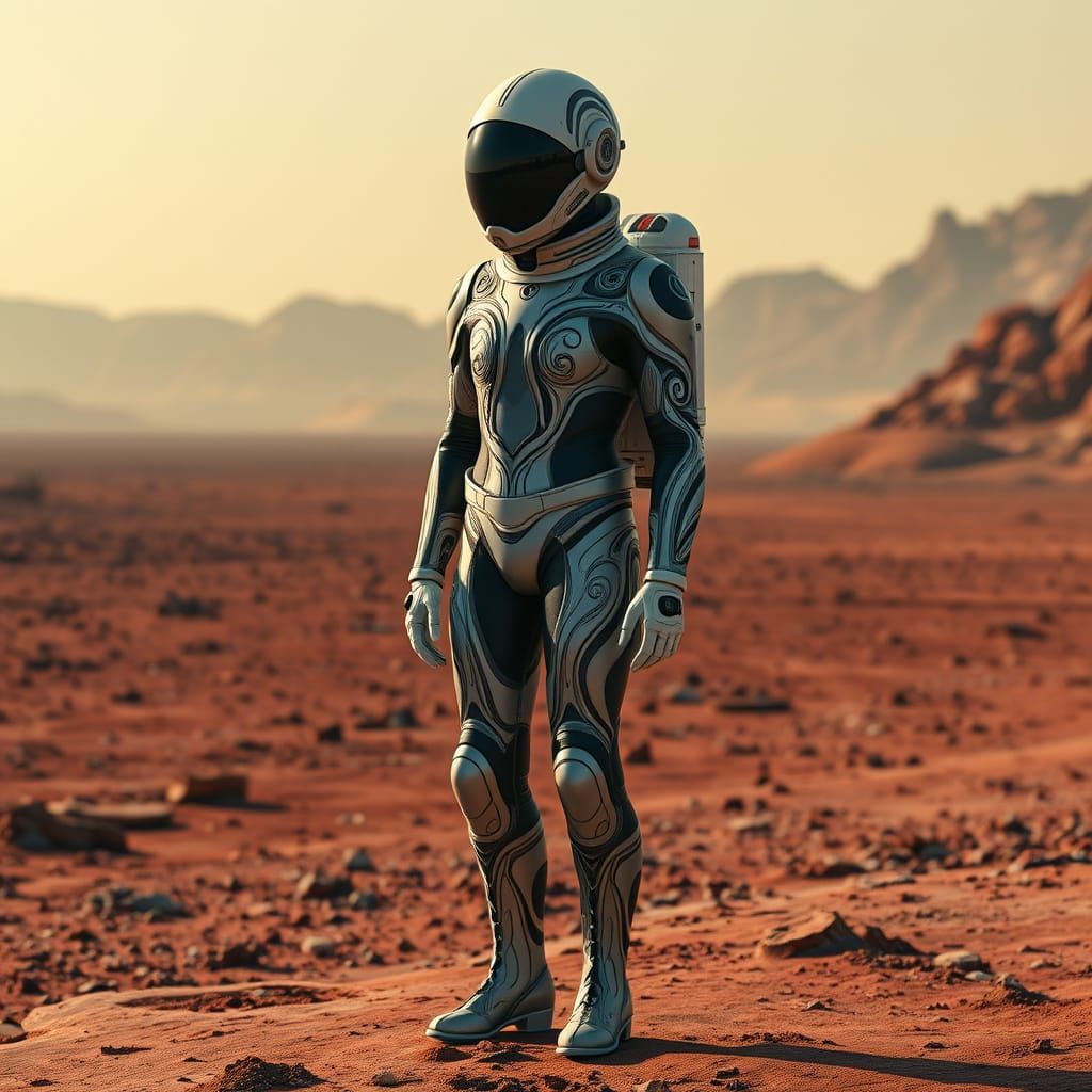 Futuristic Spacesuit on Mars in Avant-Garde Style