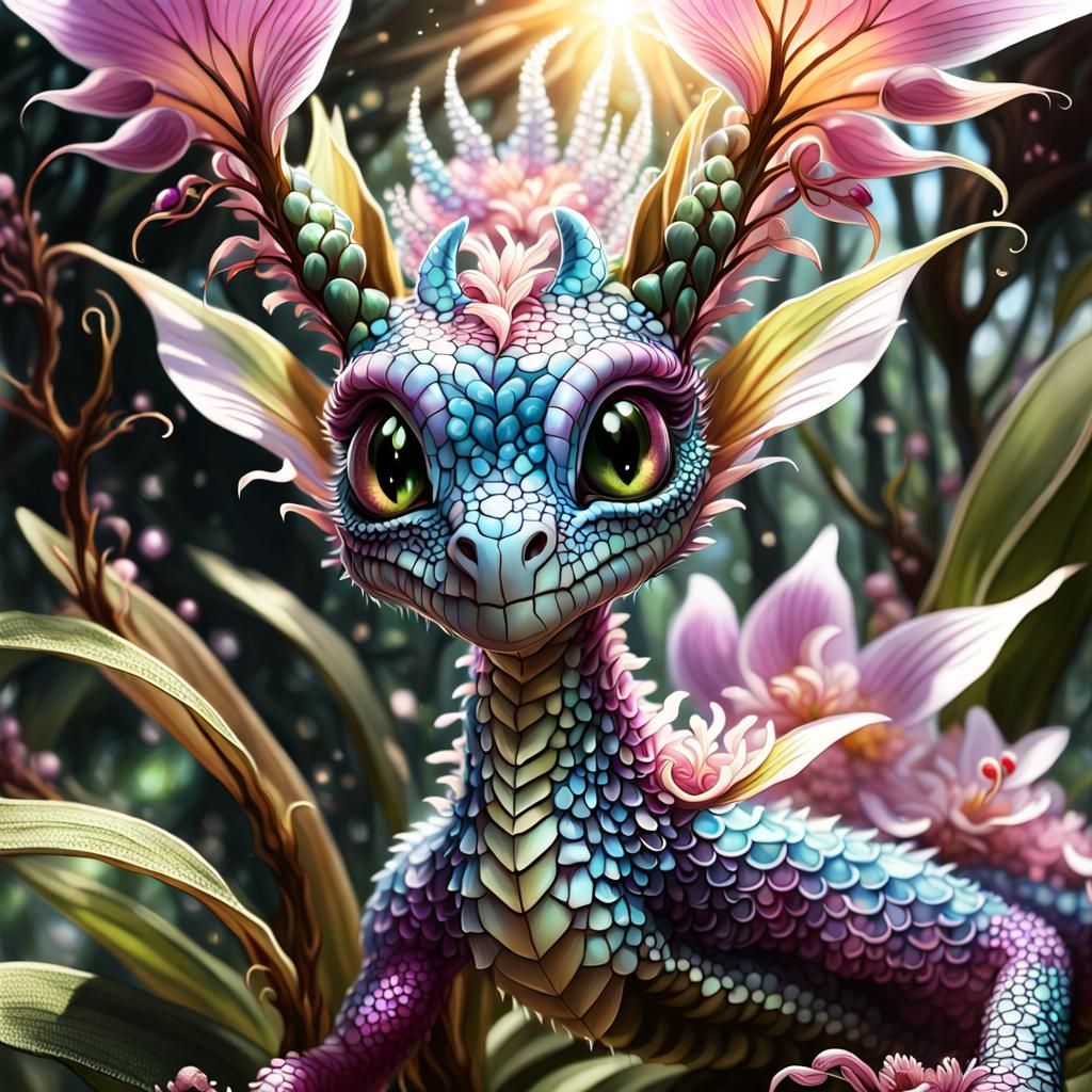 Mesmerizing Web Dragon in a Flower Garden