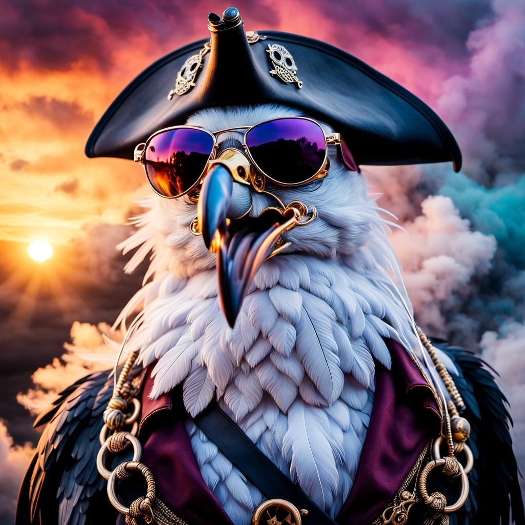 Cloud Pirate Bird in Dreamlike Fantasy Art