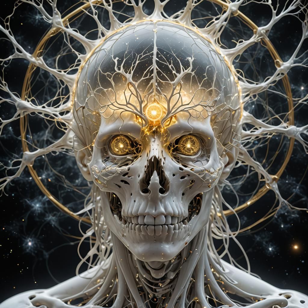 Ethereal Ghost Head in Luminous Sphere