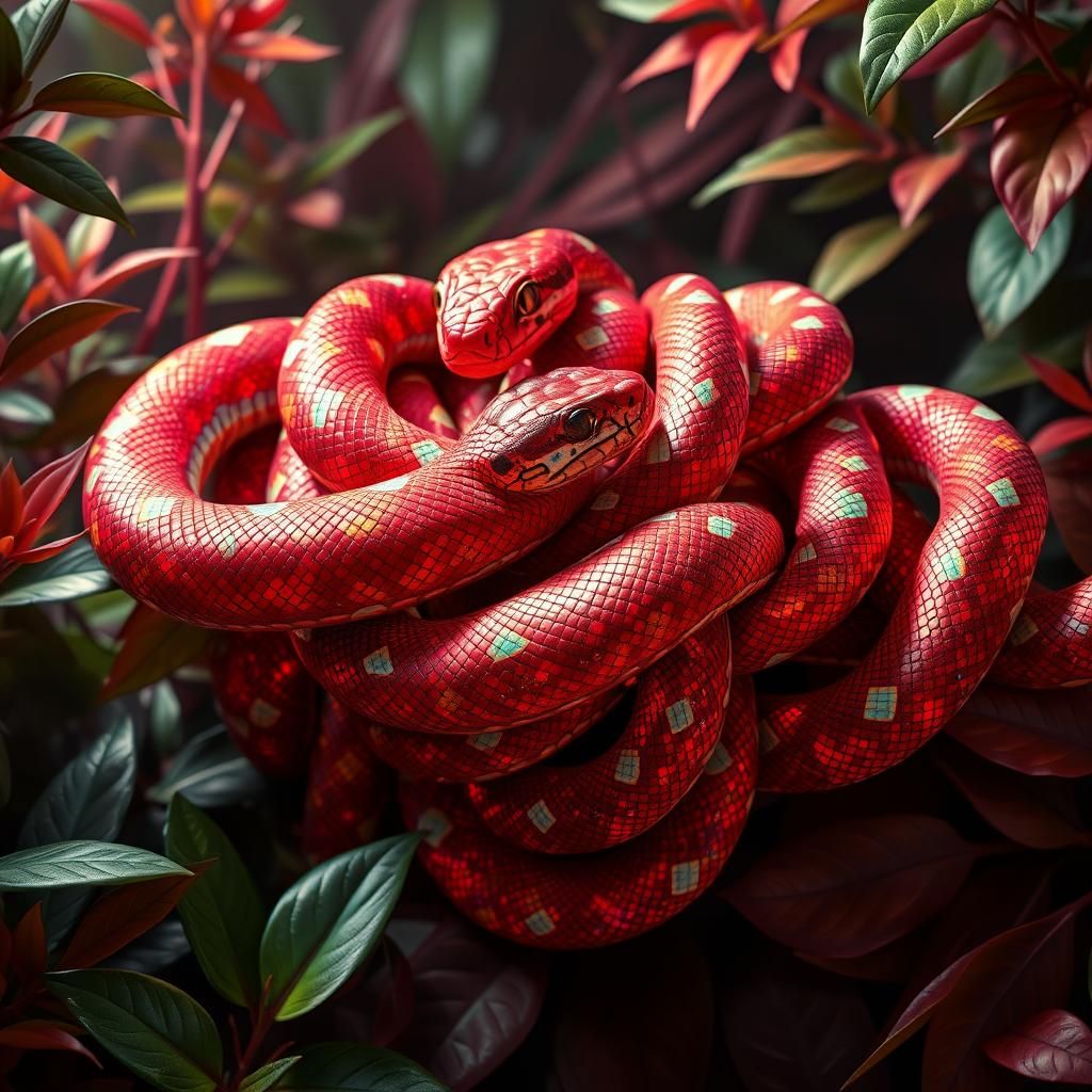 Gemstone Vipers in a Jungle, Iridescent and Metallic