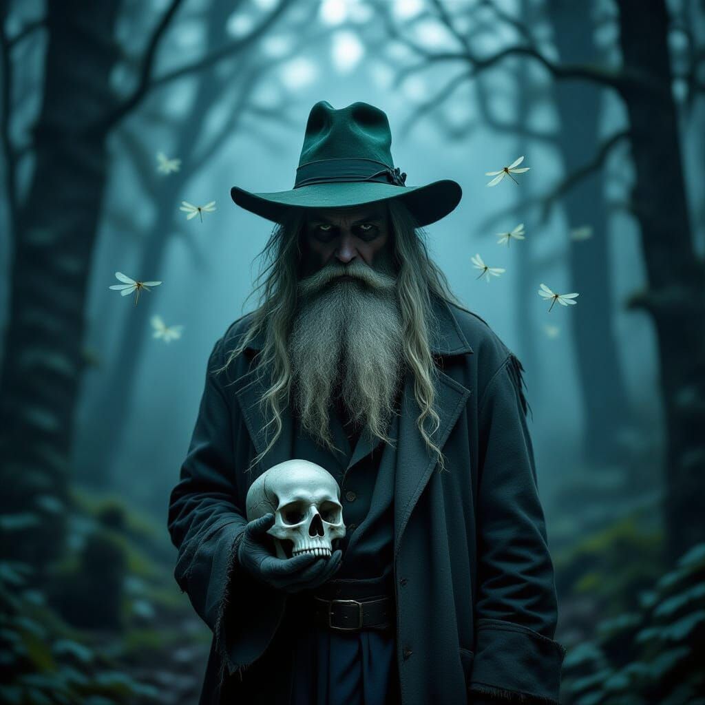 Ghost in Dim Forest as Graffiti Art