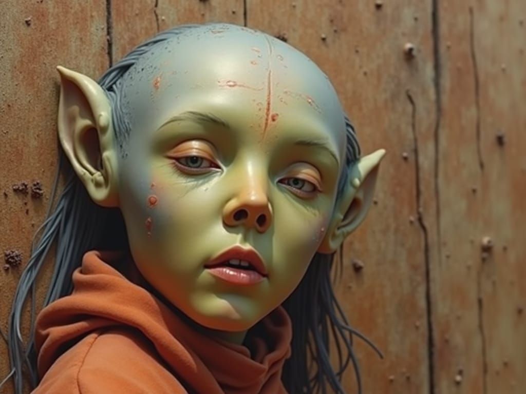 Alien Portrait in Surreal Landscape: Detailed Matte Painting