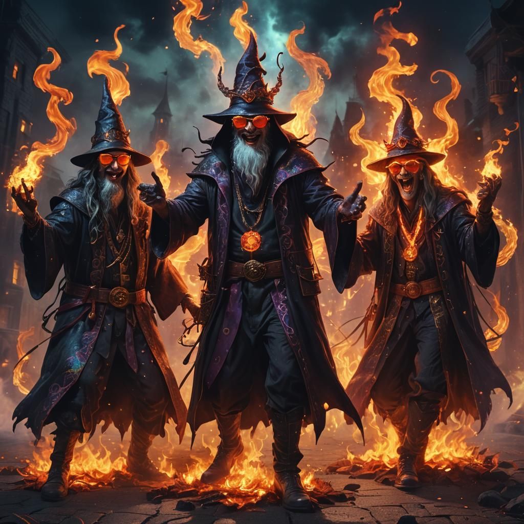 Evil Wizards Party Under a Blood Moon