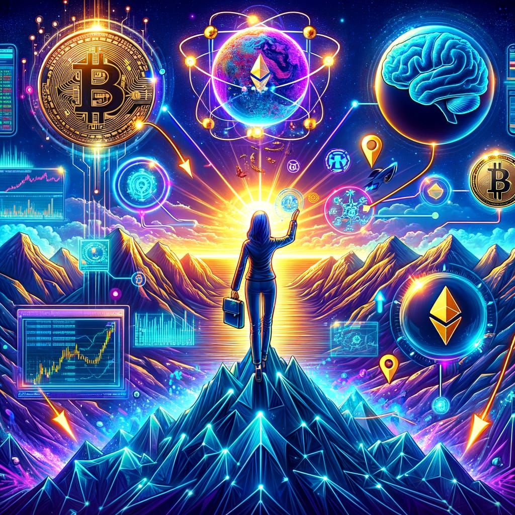 Futuristic Crypto Trader Embodies Wisdom Amidst Volatility