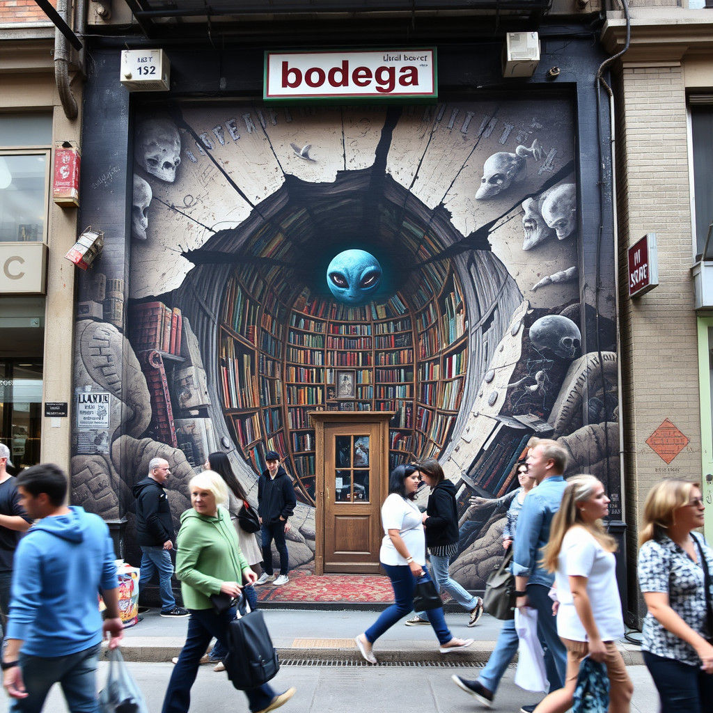 Surreal Street Art: Alien Library Illusion