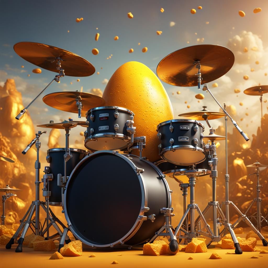 Surreal Egg Drummer in Fantastical Matte Painting