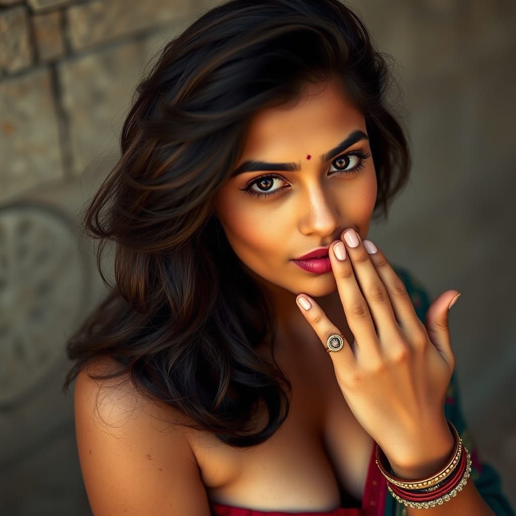 Portrait of a Young Indian Woman in Joyful Moment