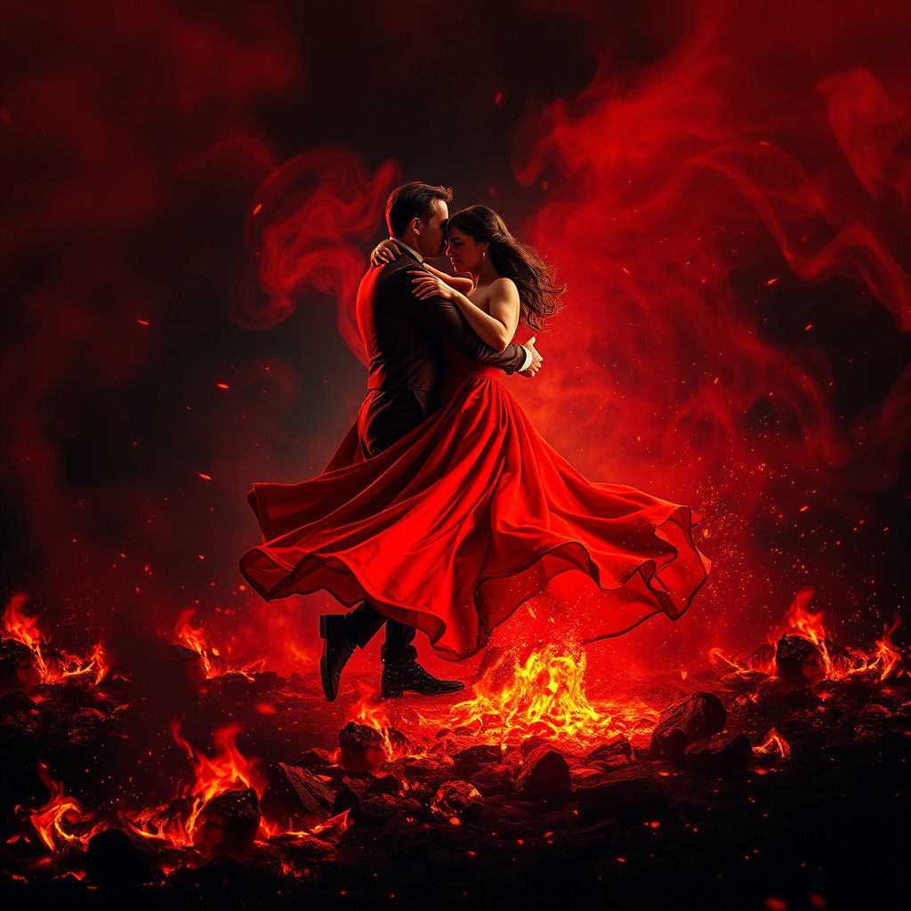Passionate Couple's Fiery Dance in Baroque Style