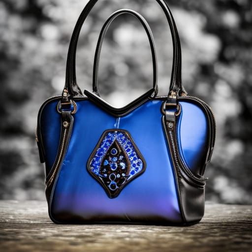 Beautiful black gothic handbag with cobalt blue accents& gothic vibes& ethereal vibes