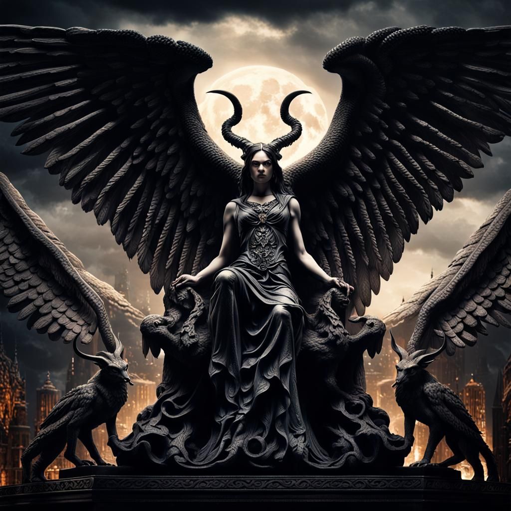 Lilith and Lucifer: Hyperrealistic, High-Contrast Rendering