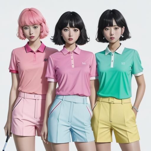 Golfers in Pastel, a Pop Art Digital Illustration