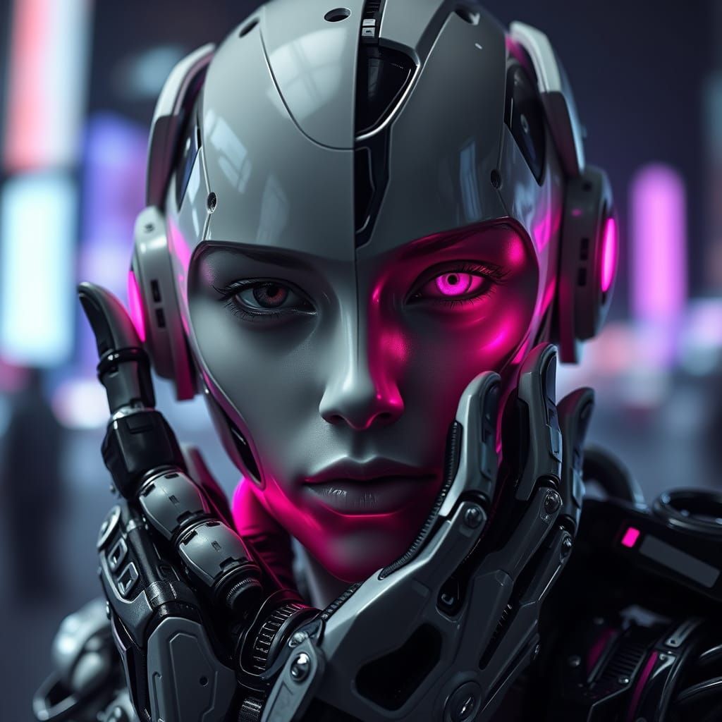 Cyborg in Harmony: A Balance of Contrasts in Monochromatic B...