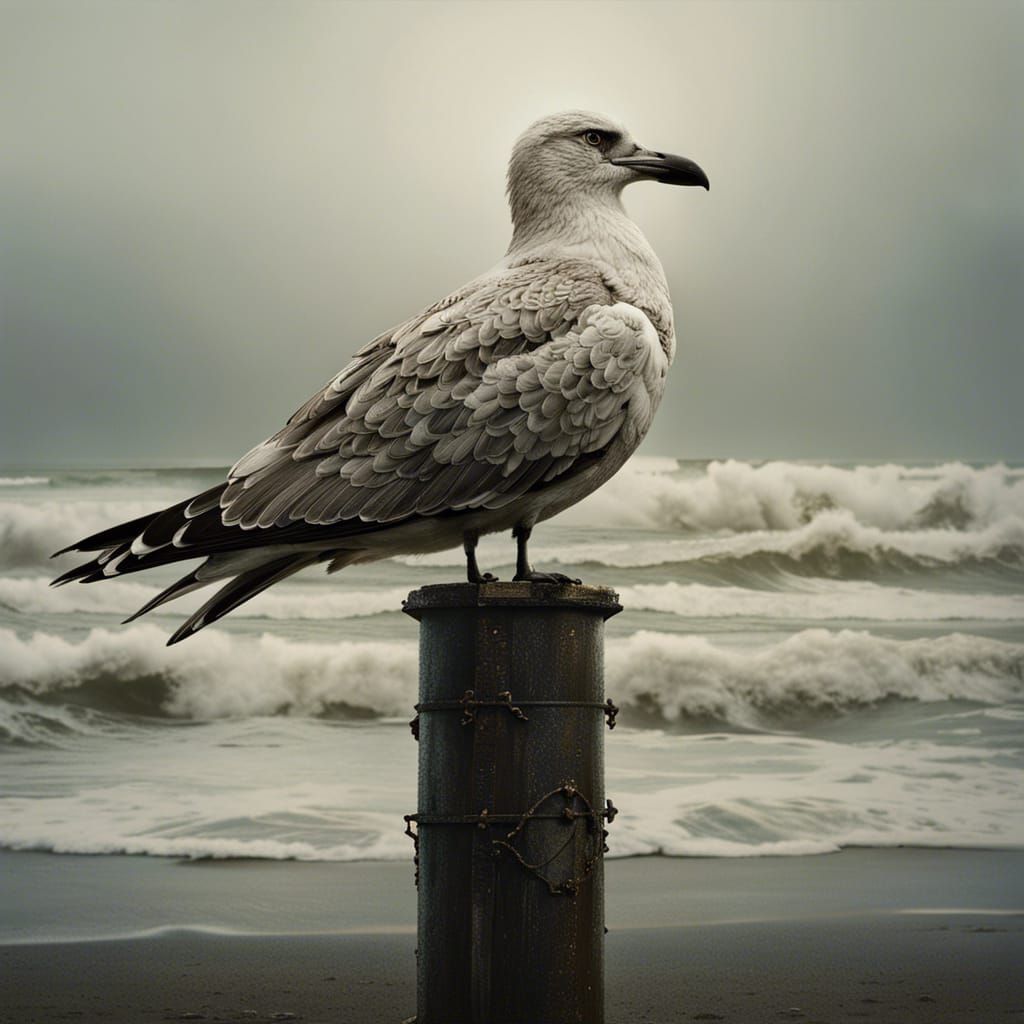 Ornate Seagull Portrait at the Beach