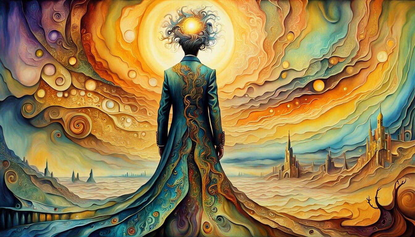 Surreal Portrait in Dadaist Style with Pastel Colors