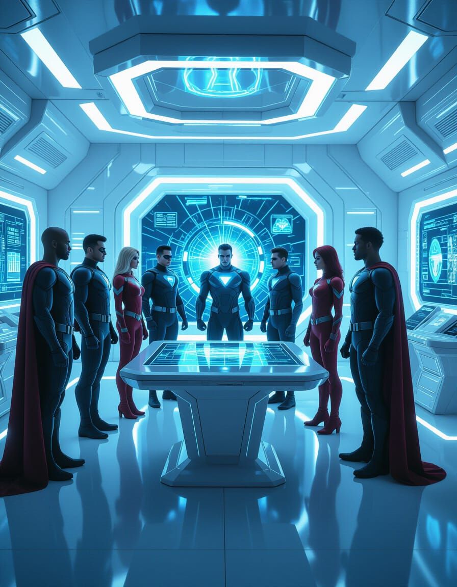 Superheroes in High-Tech Base