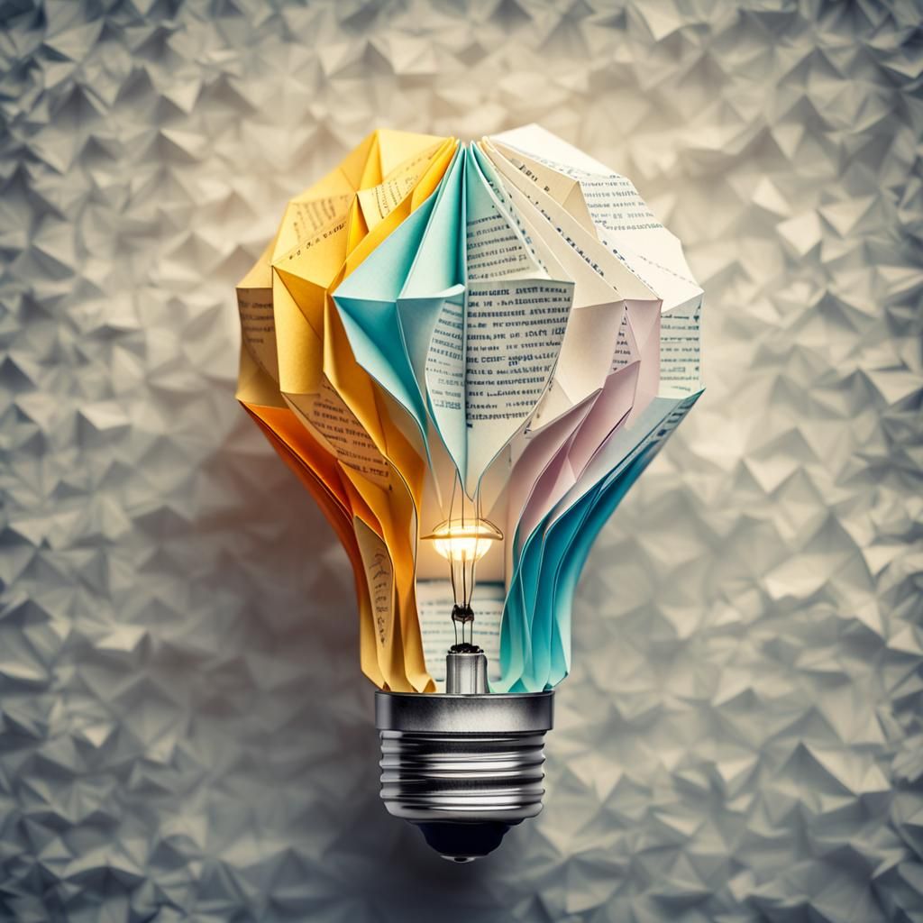 Origami Light Bulb with Translated Words Papercraft