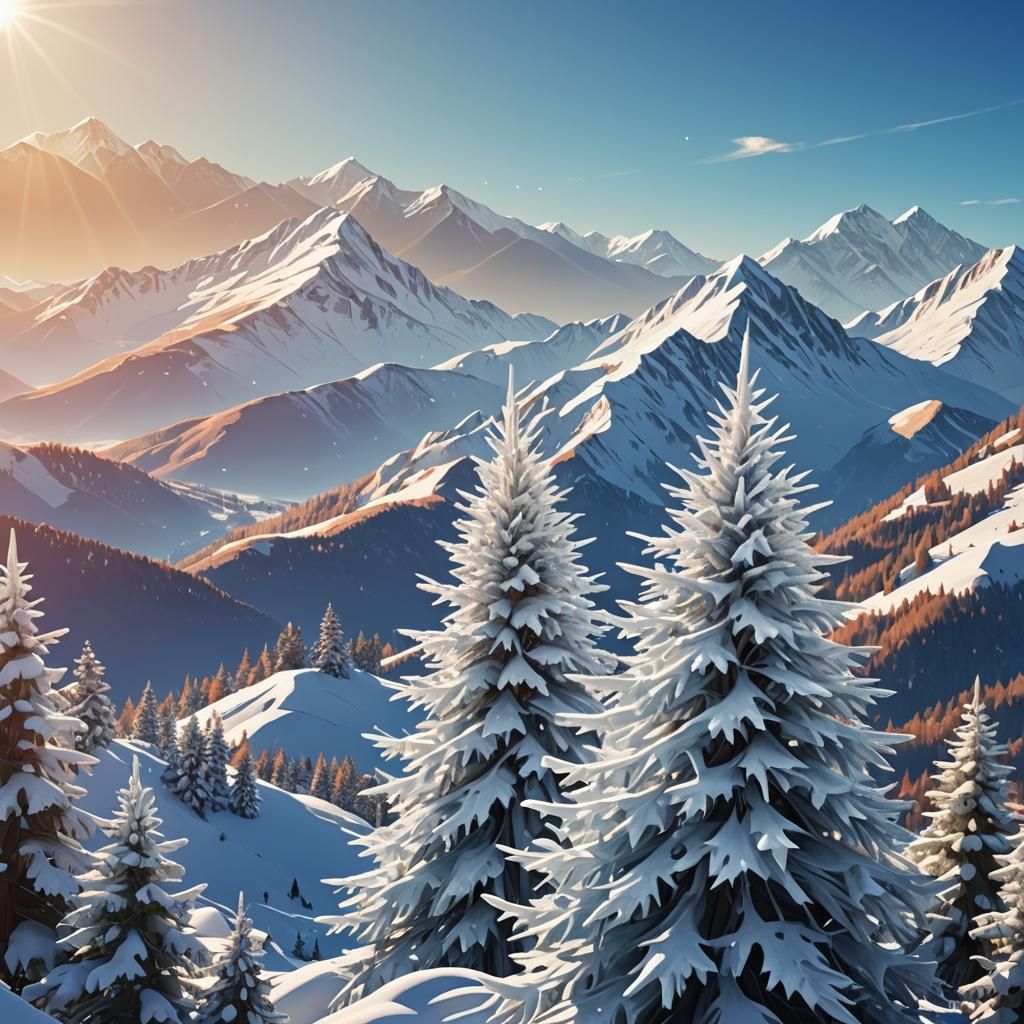 Festive 3D Christmas Tree in Winter Wonderland