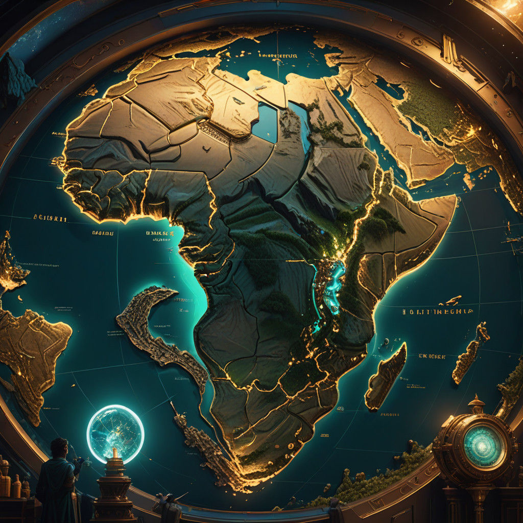 Epic Map of Africa in a Golden, Mystical World