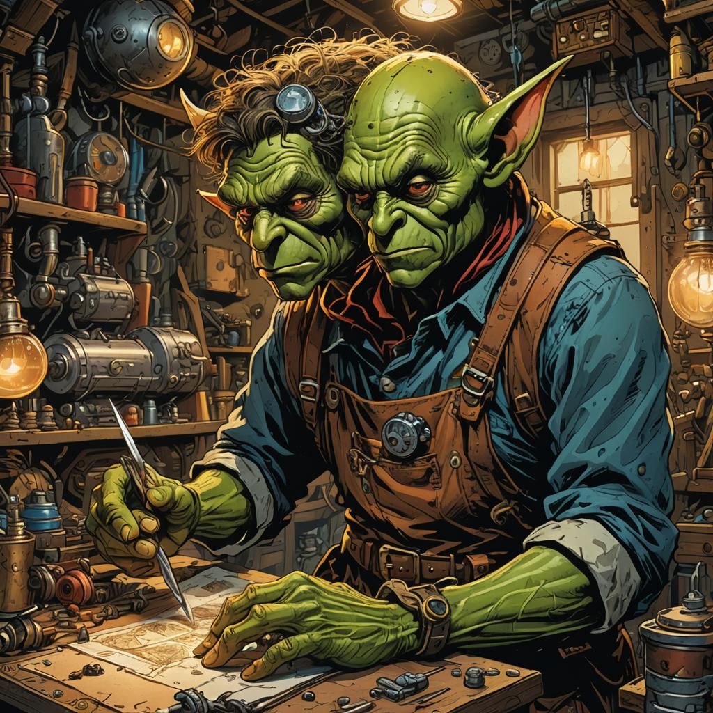 Goblin Mechanic in Zeppelin: Comic Book Art