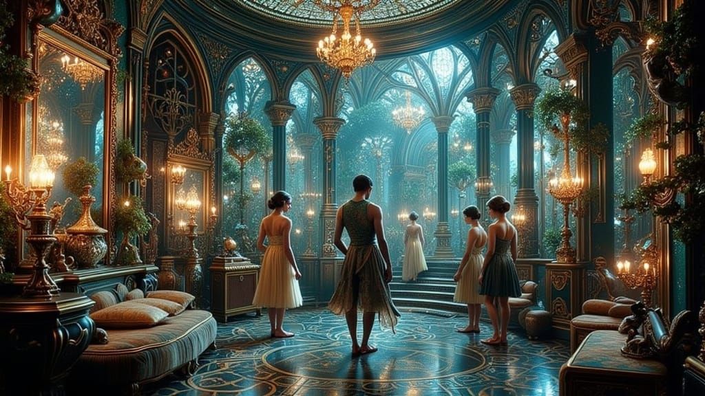 Ordinary People in Surreal, Opulent Chamber