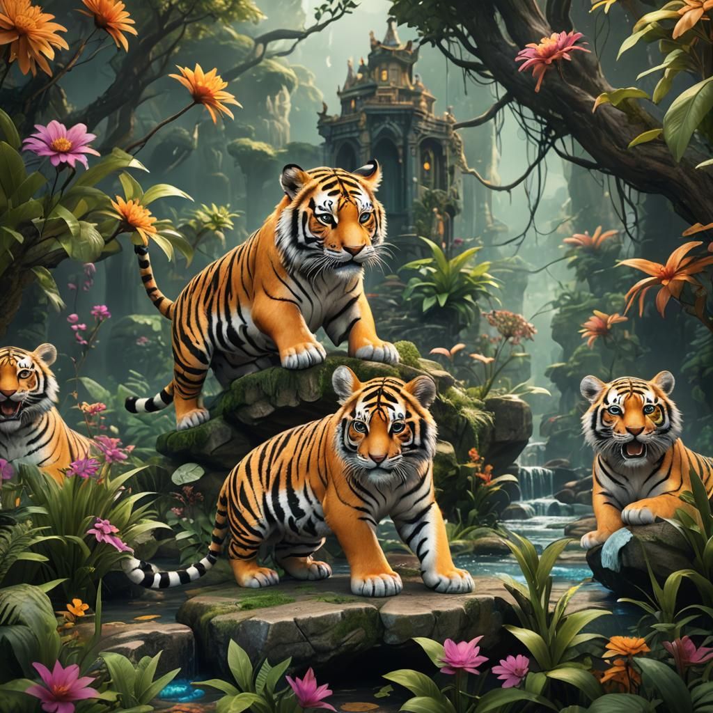 Cute Tiger in Detailed Matte Painting Style