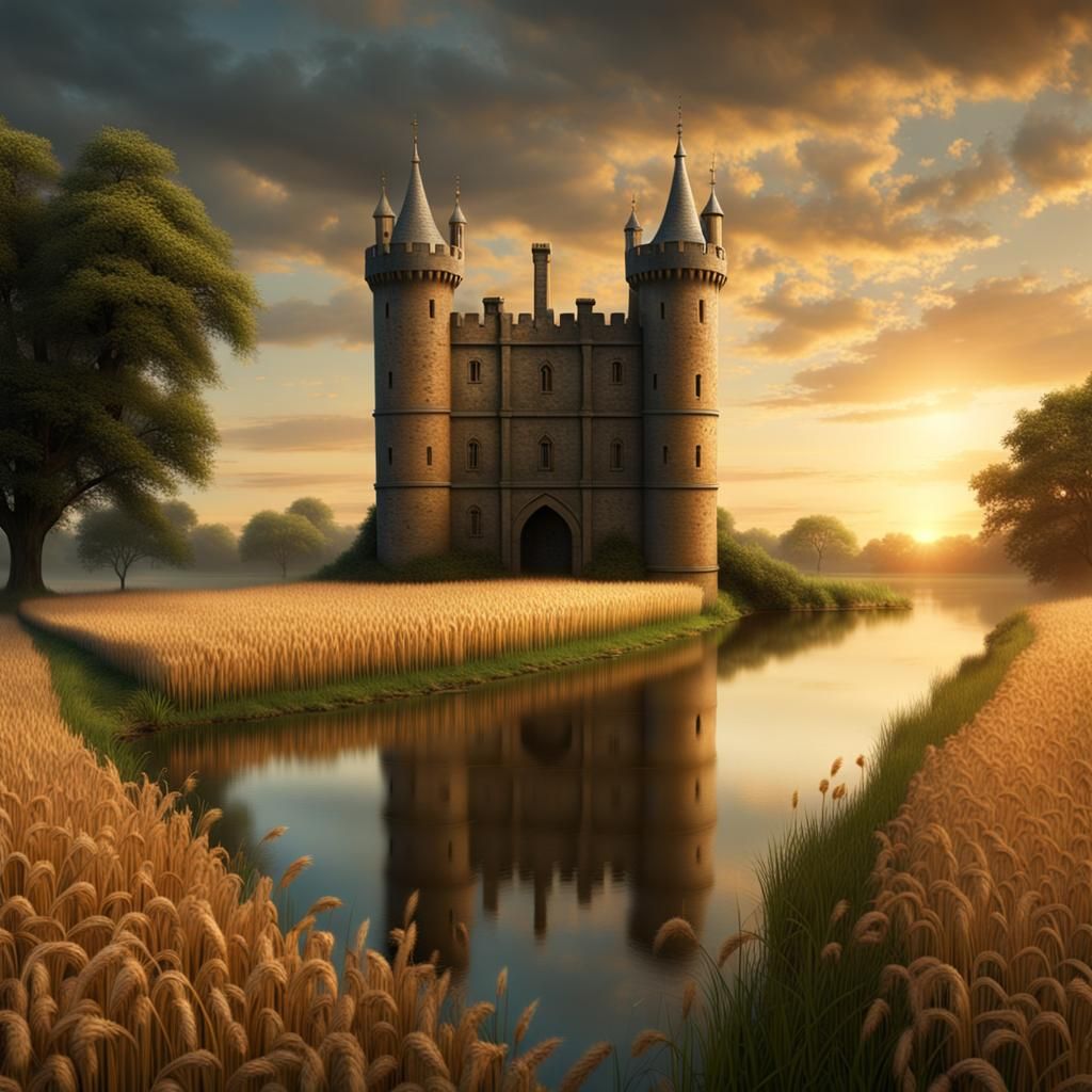 Medieval Holdfast Surrounded by Grain Fields: Digital Matte ...